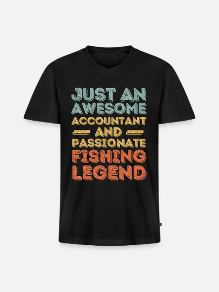 Comptable pêche rétro - T-shirt encolure en V Premium bio Homme - noir