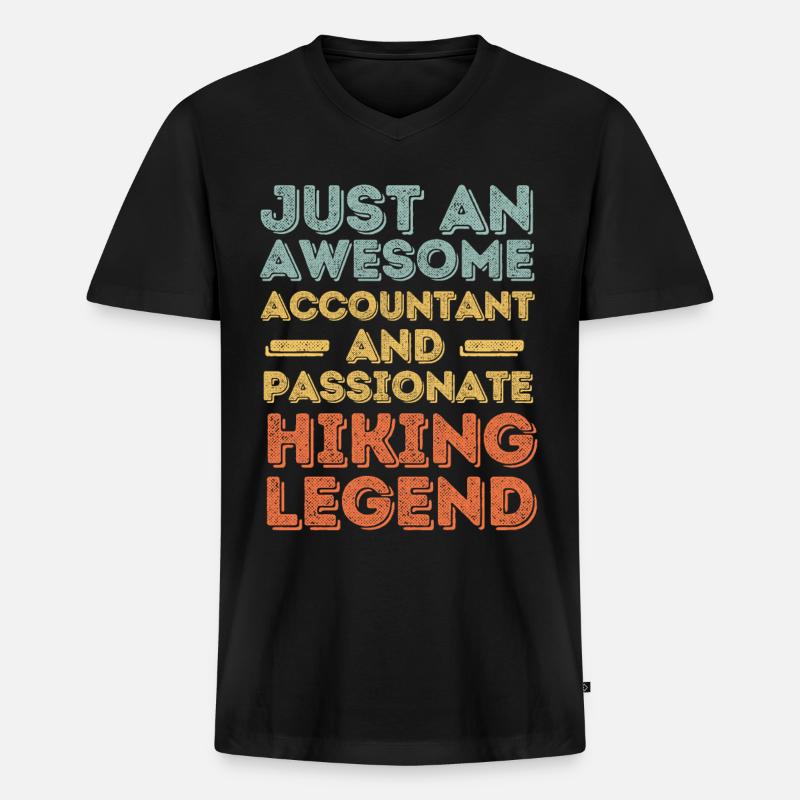 Buchhalter Wandern retro - Männer Premium Bio T-Shirt mit V-Ausschnitt - Schwarz