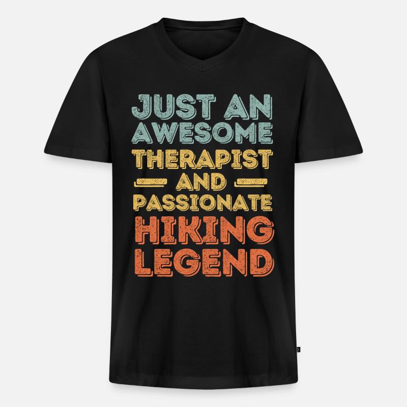 Therapeut Wandern retro - Männer Premium Bio T-Shirt mit V-Ausschnitt - Schwarz