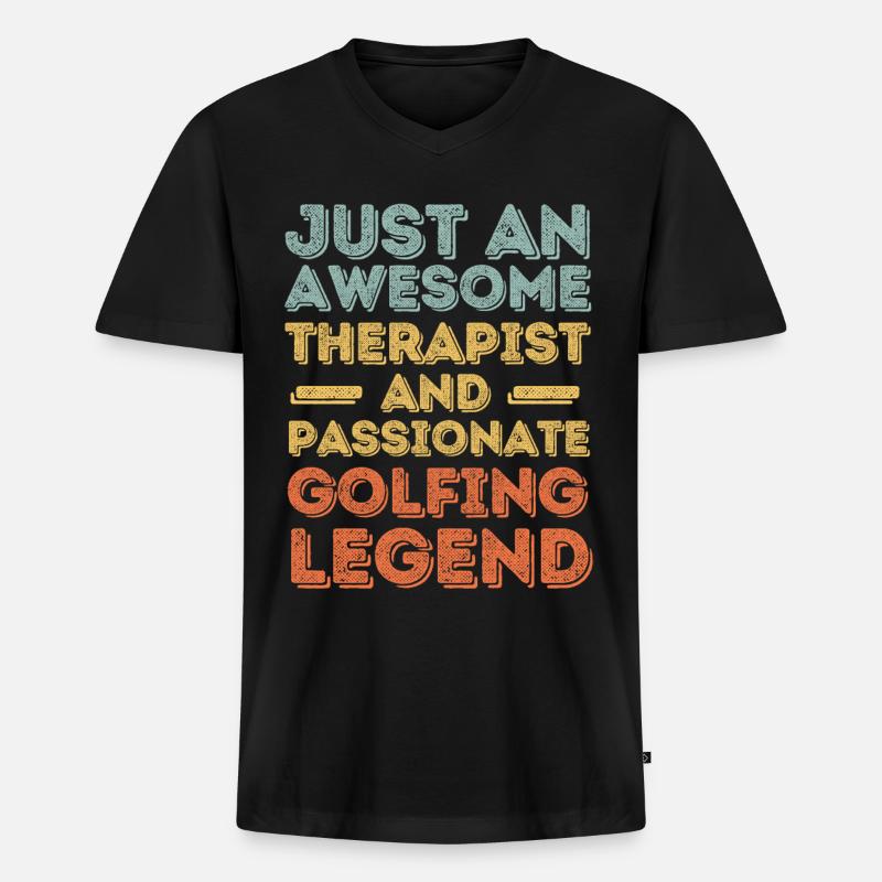 Therapeut Golf retro - Männer Premium Bio T-Shirt mit V-Ausschnitt - Schwarz