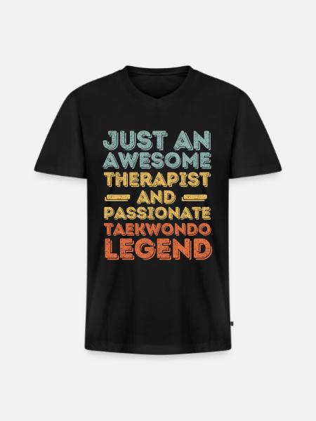 Thérapeute Taekwondo rétro - T-shirt encolure en V Premium bio Homme - noir