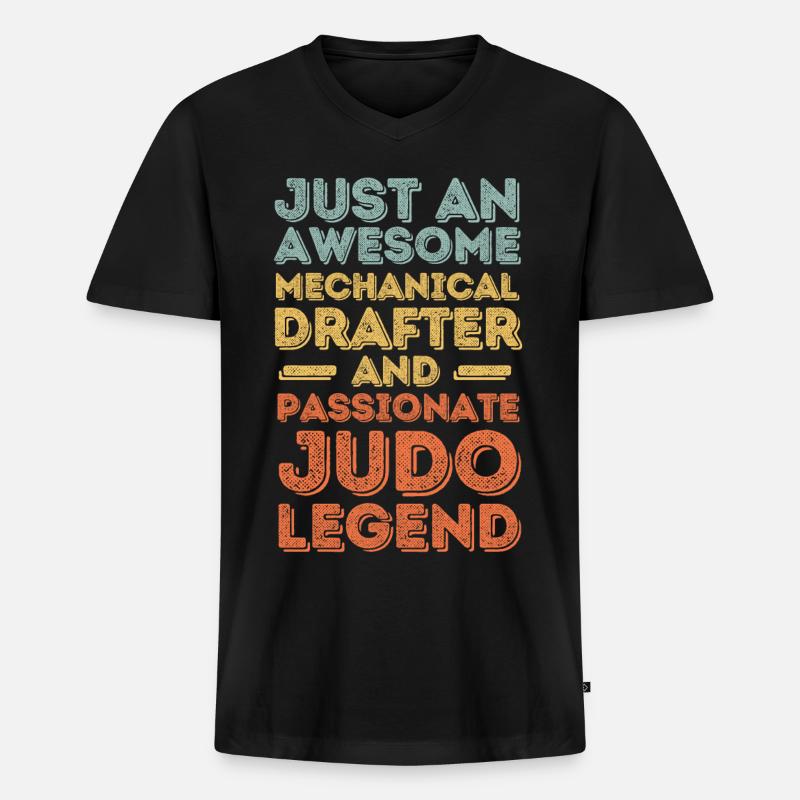 Technischer-Zeichner Judo retro - Männer Premium Bio T-Shirt mit V-Ausschnitt - Schwarz