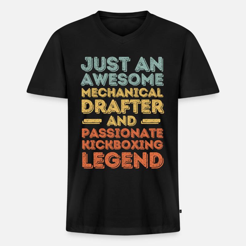 Technischer-Zeichner Kickboxen retro - Männer Premium Bio T-Shirt mit V-Ausschnitt - Schwarz