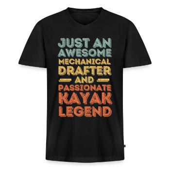 Technical draughtsman Kayak retro - Men's Premium Organic T-shirt with V-neck - black - Front - Nico (187cm)