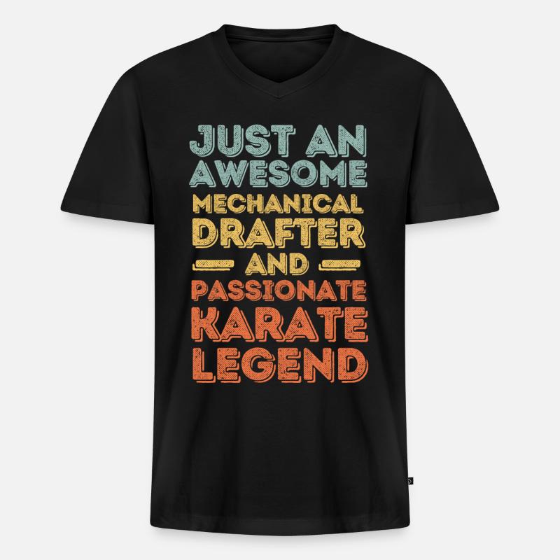 Technischer-Zeichner Karate retro - Männer Premium Bio T-Shirt mit V-Ausschnitt - Schwarz