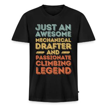Technical draughtsman climbing retro - Men's Premium Organic T-shirt with V-neck - black - Front - Nico (187cm)