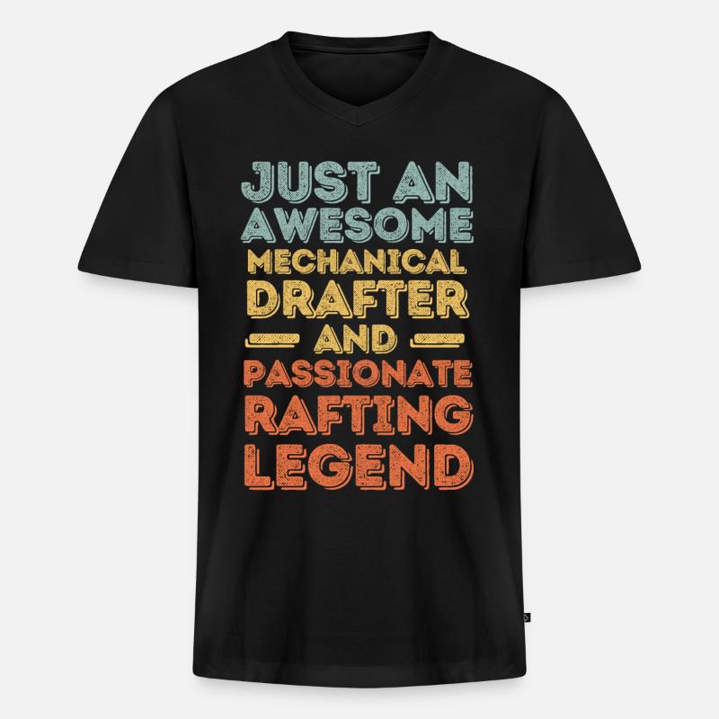 Technischer-Zeichner Rafting retro - Männer Premium Bio T-Shirt mit V-Ausschnitt - Schwarz