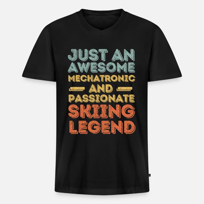 Mechatroniker Ski retro - Männer Premium Bio T-Shirt mit V-Ausschnitt - Schwarz