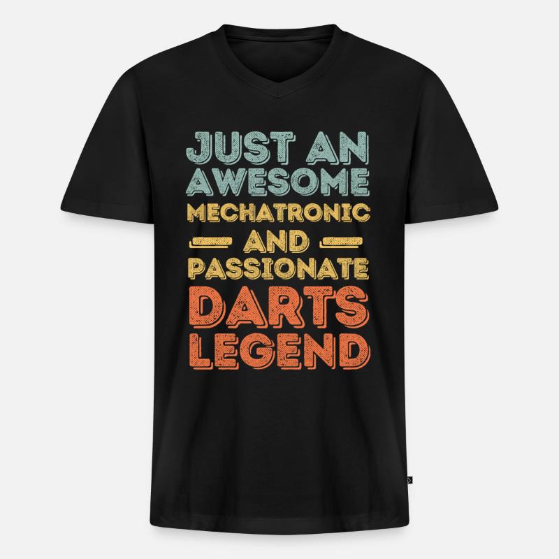 Mechatroniker Darts retro - Männer Premium Bio T-Shirt mit V-Ausschnitt - Schwarz