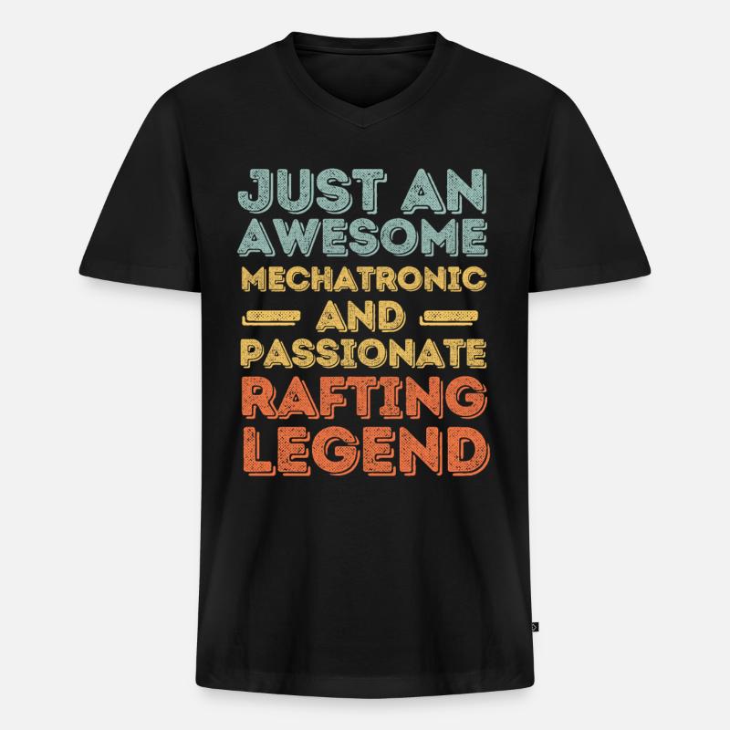 Mechatroniker Rafting retro - Männer Premium Bio T-Shirt mit V-Ausschnitt - Schwarz