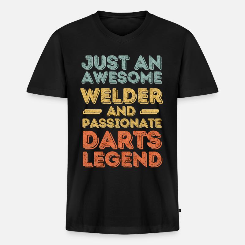 Schweißer Darts retro - Männer Premium Bio T-Shirt mit V-Ausschnitt - Schwarz