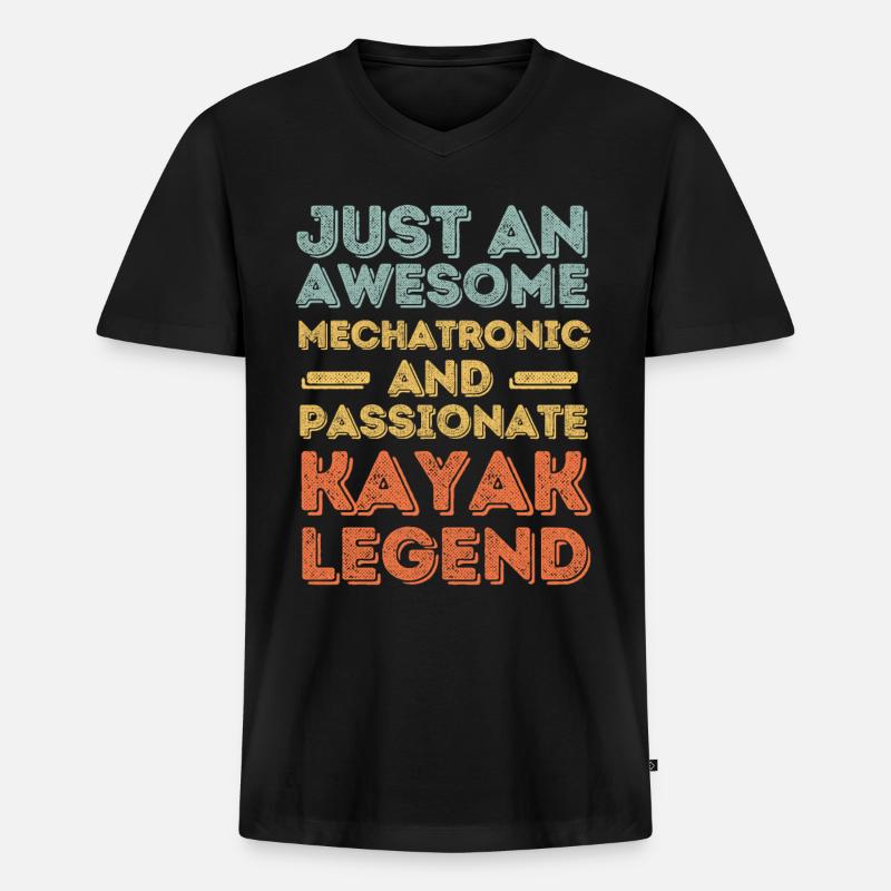 Mechatroniker Kayak retro - Männer Premium Bio T-Shirt mit V-Ausschnitt - Schwarz