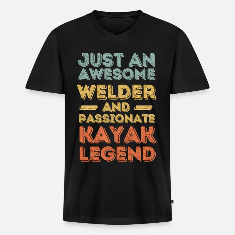 Schweißer Kayak retro - Männer Premium Bio T-Shirt mit V-Ausschnitt - Schwarz
