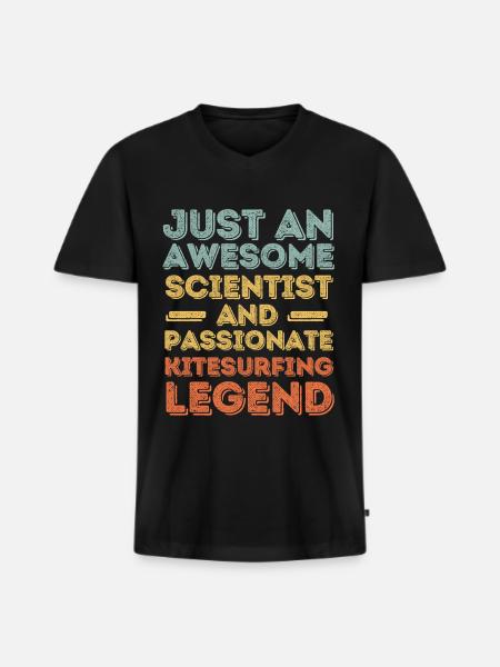 Scientist Kitesurfing retro - Men's Premium Organic T-shirt with V-neck - black