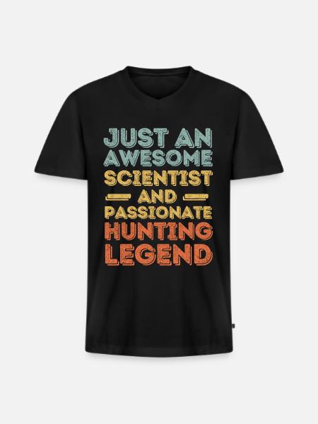 Scientists hunting retro - Men's Premium Organic T-shirt with V-neck - black