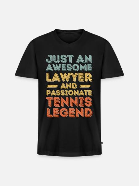 Lawyer Tennis retro - Men's Premium Organic T-shirt with V-neck - black