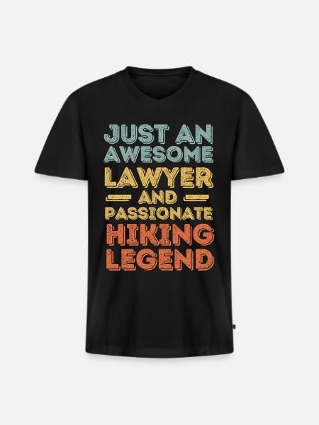 Anwalt Wandern retro - Männer Premium Bio T-Shirt mit V-Ausschnitt - Schwarz