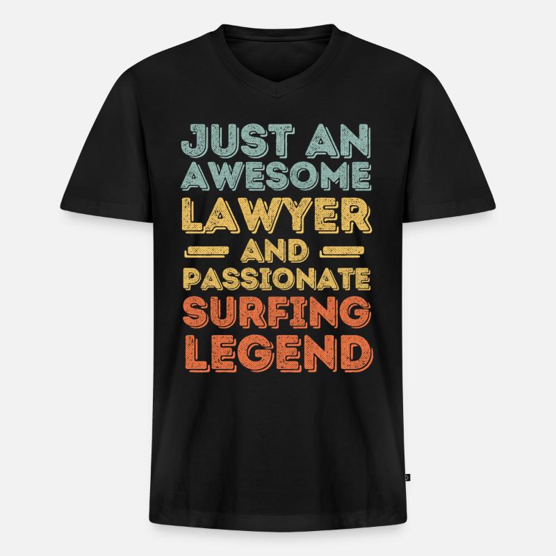 Anwalt Surfen retro - Männer Premium Bio T-Shirt mit V-Ausschnitt - Schwarz