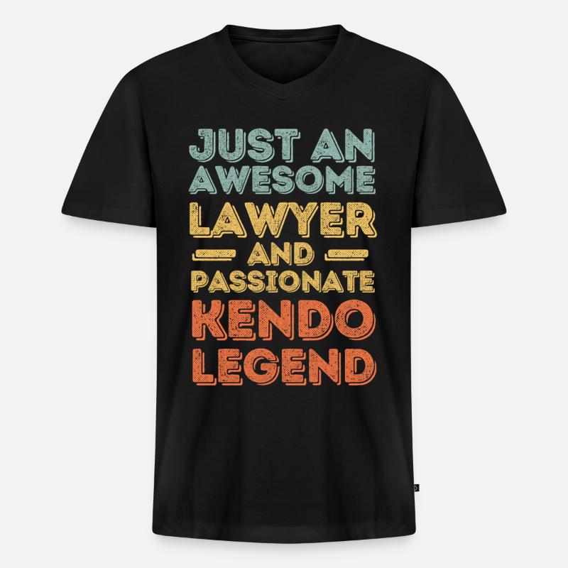 Anwalt Kendo retro - Männer Premium Bio T-Shirt mit V-Ausschnitt - Schwarz