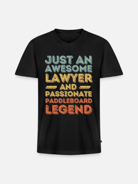 Lawyer Paddleboard retro - Men's Premium Organic T-shirt with V-neck - black
