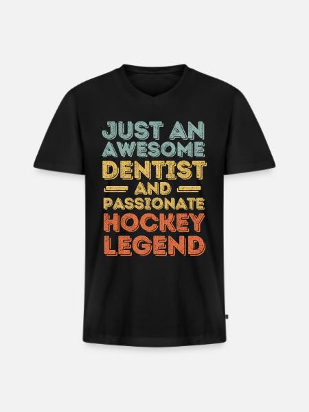 Dentiste Hockey rétro - T-shirt encolure en V Premium bio Homme - noir