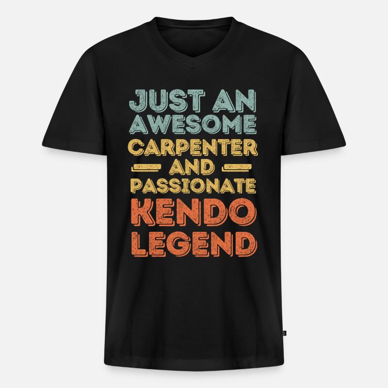 Zimmermann Kendo retro - Männer Premium Bio T-Shirt mit V-Ausschnitt - Schwarz