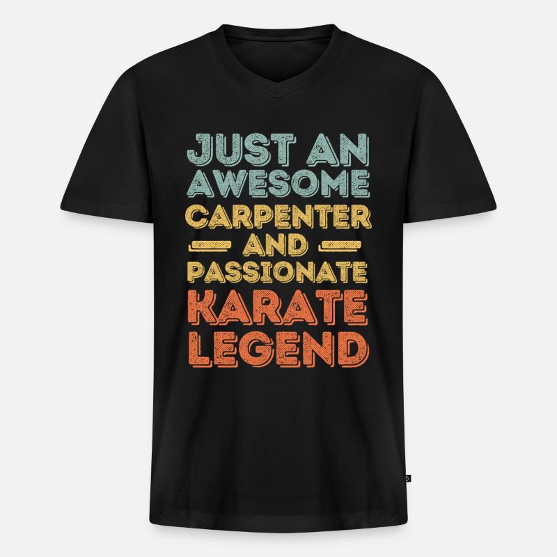 Zimmermann Karate retro - Männer Premium Bio T-Shirt mit V-Ausschnitt - Schwarz