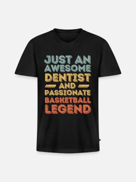 Dentist Basketball retro - Men's Premium Organic T-shirt with V-neck - black