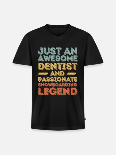 Dentist Snowboarding retro - Men's Premium Organic T-shirt with V-neck - black