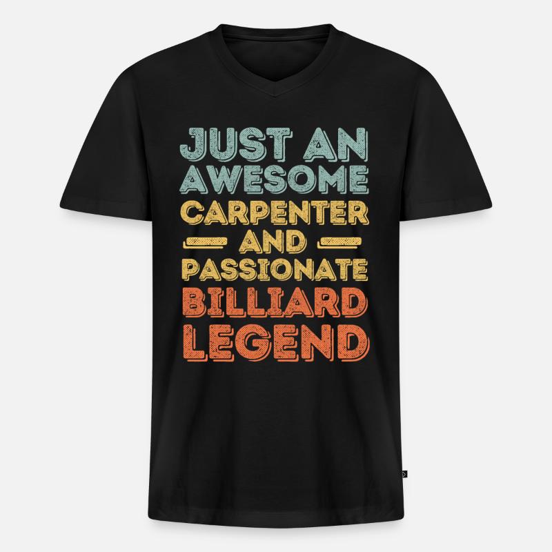 Zimmermann Billard retro - Männer Premium Bio T-Shirt mit V-Ausschnitt - Schwarz