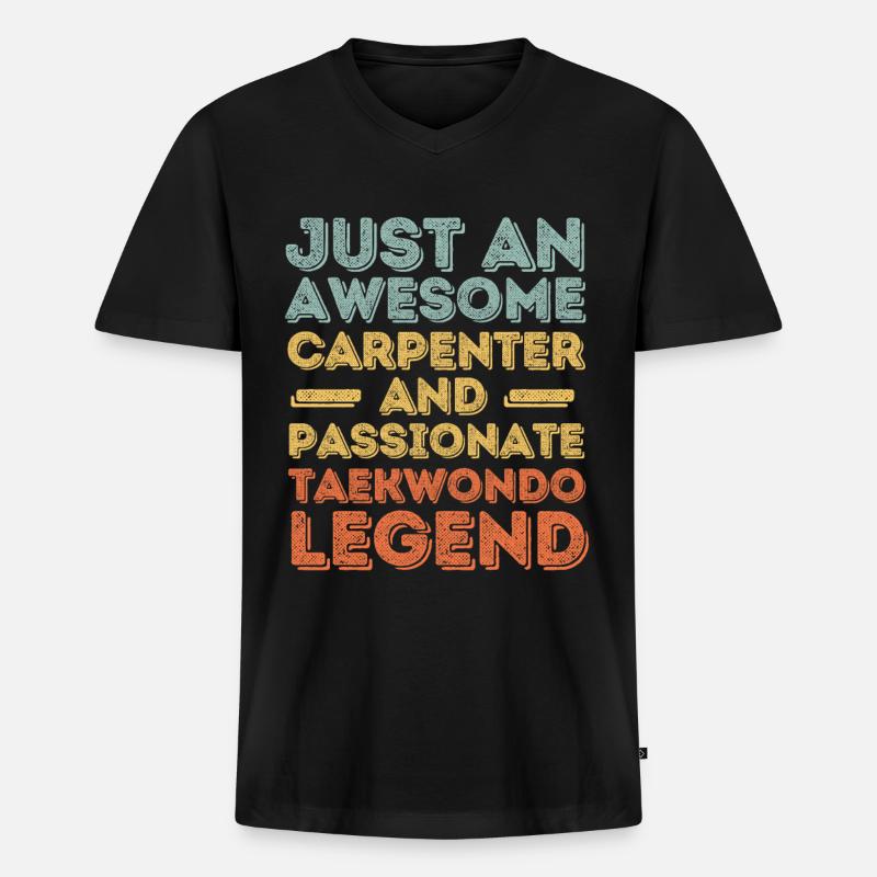 Zimmermann Taekwondo retro - Männer Premium Bio T-Shirt mit V-Ausschnitt - Schwarz