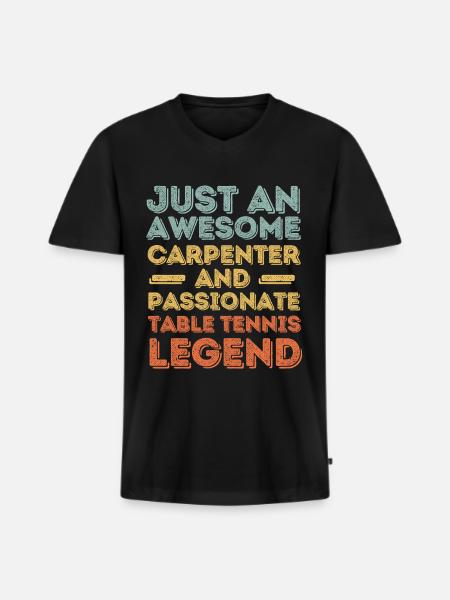 Zimmermann Tischtennis retro - Männer Premium Bio T-Shirt mit V-Ausschnitt - Schwarz