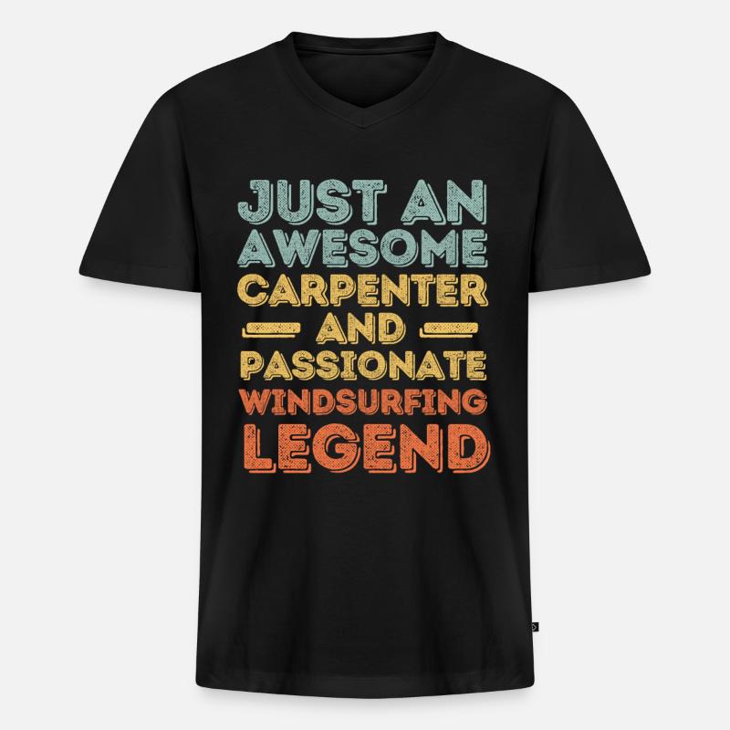 Zimmermann Windsurfen retro - Männer Premium Bio T-Shirt mit V-Ausschnitt - Schwarz