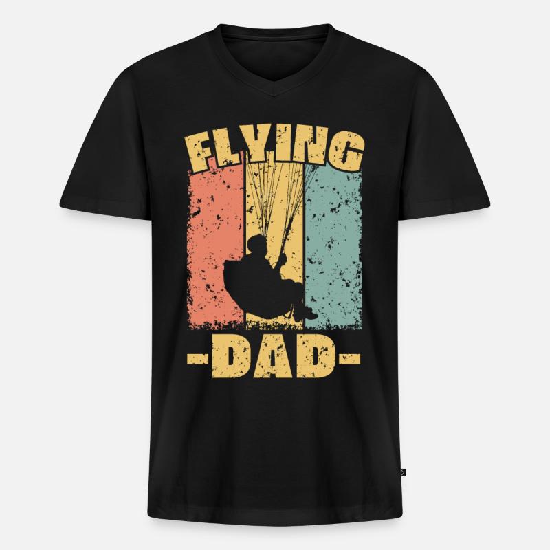 Paragliding Papa retro - Männer Premium Bio T-Shirt mit V-Ausschnitt - Schwarz