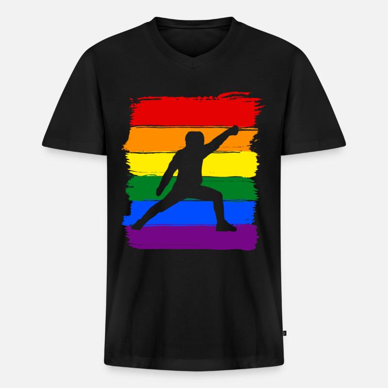 Fechten LGBT Pride - Männer Premium Bio T-Shirt mit V-Ausschnitt - Schwarz