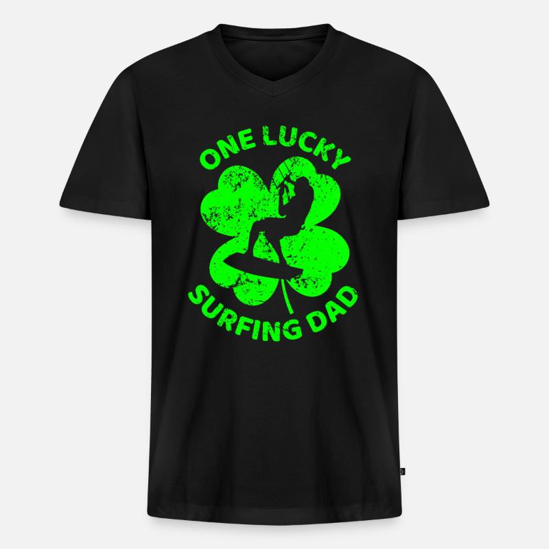 Surfen St. Patrick's Day Kleeblatt - Männer Premium Bio T-Shirt mit V-Ausschnitt - Schwarz