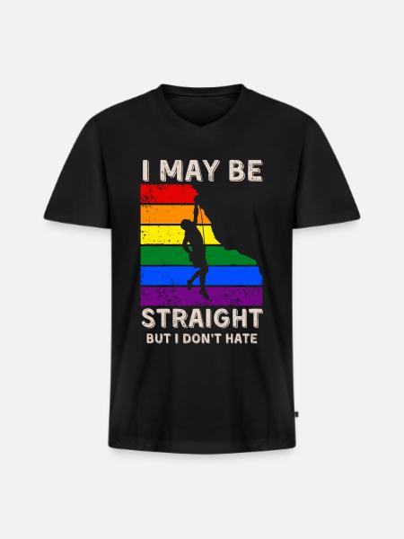 Climbing LGBT Rights - Men's Premium Organic T-shirt with V-neck - black