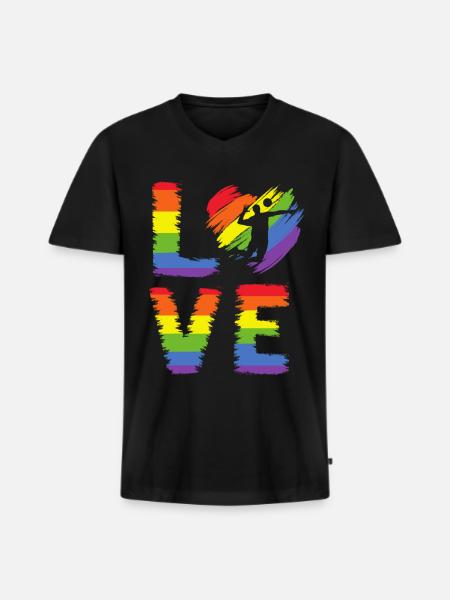 Volleyball LGBT Pride - Men's Premium Organic T-shirt with V-neck - black