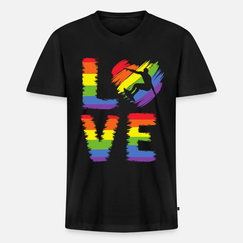 Surfen LGBT Pride - Männer Premium Bio T-Shirt mit V-Ausschnitt - Schwarz