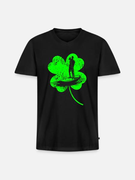 Paddleboard Trèfle de la Saint-Patrick - T-shirt encolure en V Premium bio Homme - noir