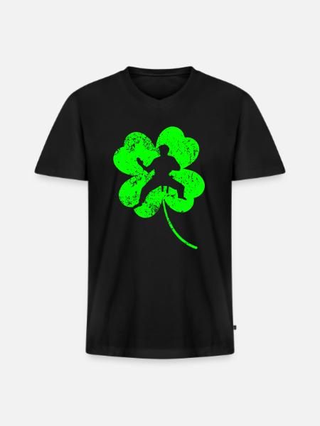 Karaté Trèfle de la Saint-Patrick - T-shirt encolure en V Premium bio Homme - noir