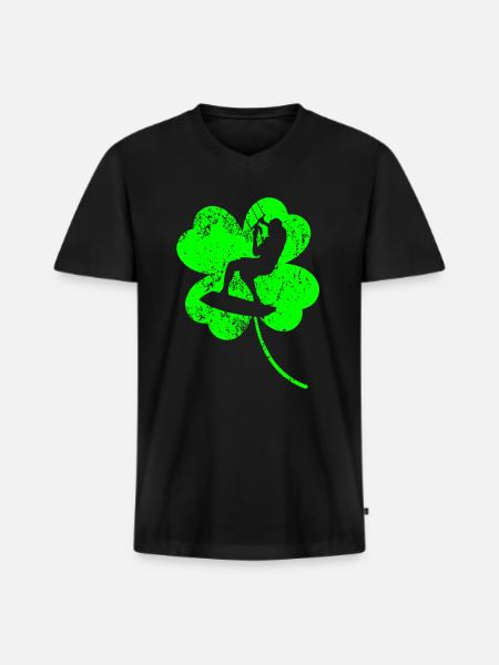 Kitesurf Trèfle de la Saint-Patrick - T-shirt encolure en V Premium bio Homme - noir
