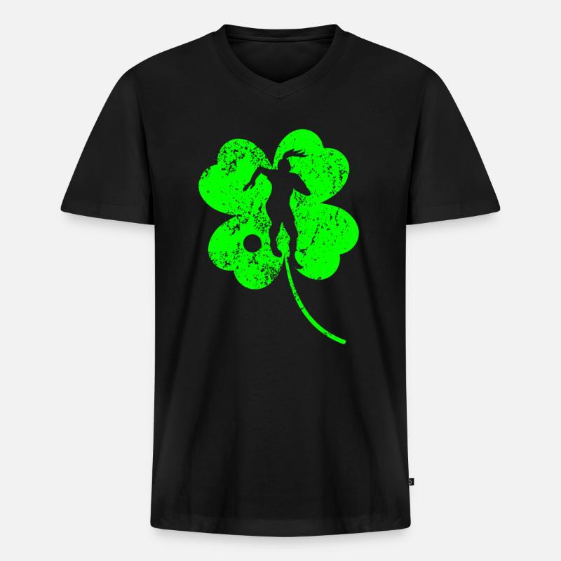 Fußball St. Patrick's Day Kleeblatt - Männer Premium Bio T-Shirt mit V-Ausschnitt - Schwarz