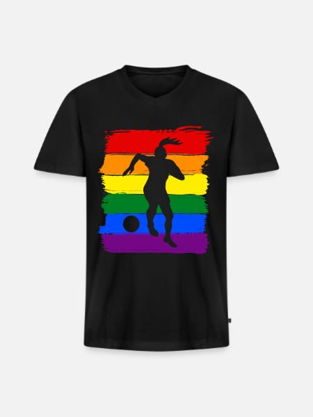 Frauen Fußball LGBT - Männer Premium Bio T-Shirt mit V-Ausschnitt - Schwarz