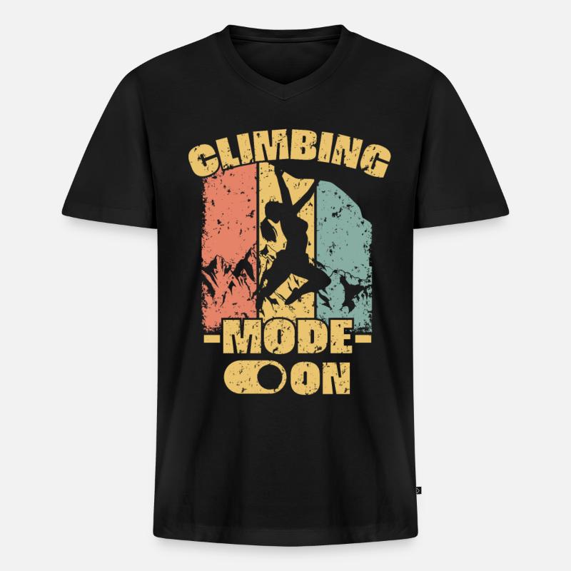 Frauen Klettern retro - Männer Premium Bio T-Shirt mit V-Ausschnitt - Schwarz