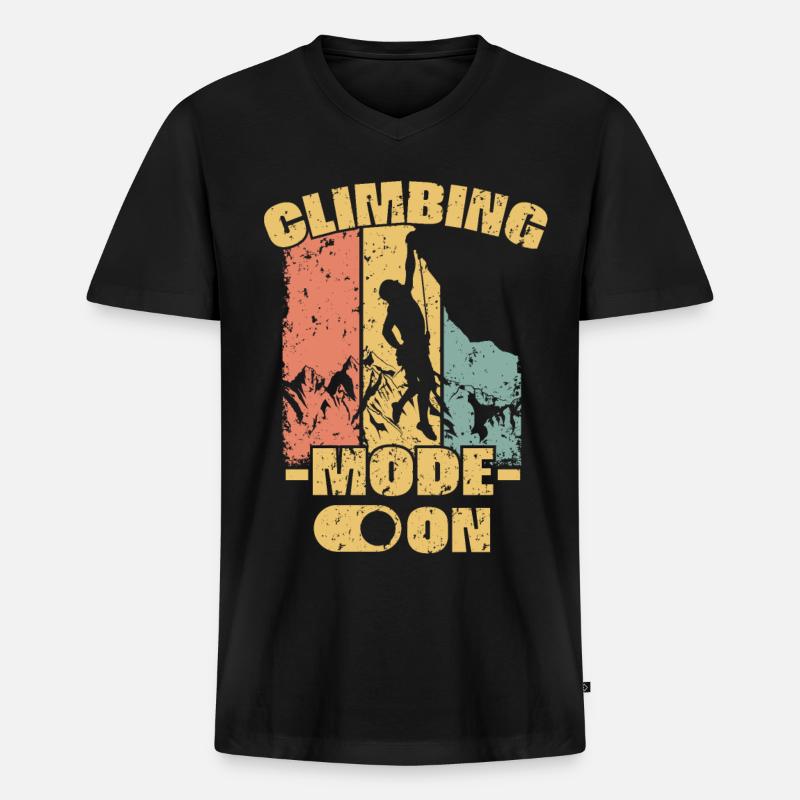 Klettern Retro - Männer Premium Bio T-Shirt mit V-Ausschnitt - Schwarz