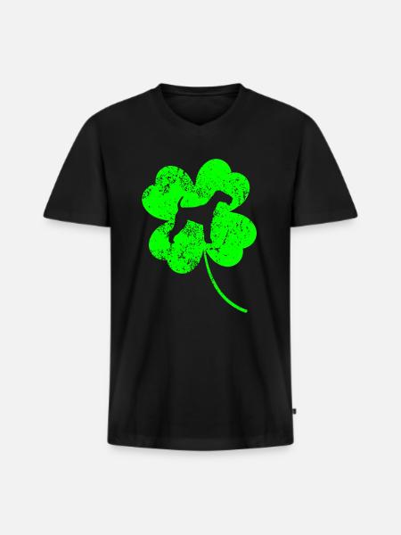 Schnauzer St.Patricks’s day Shamrock - T-shirt encolure en V Premium bio Homme - noir