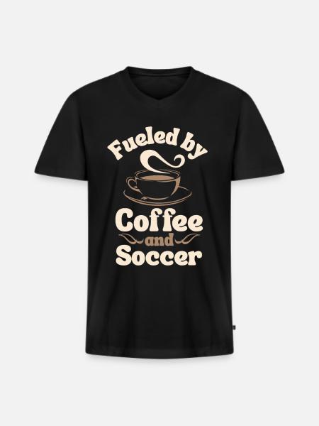 Coffee Soccer lover - Men's Premium Organic T-shirt with V-neck - black