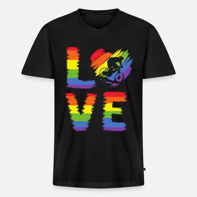 Radfahren LGBT Pride - Männer Premium Bio T-Shirt mit V-Ausschnitt - Schwarz