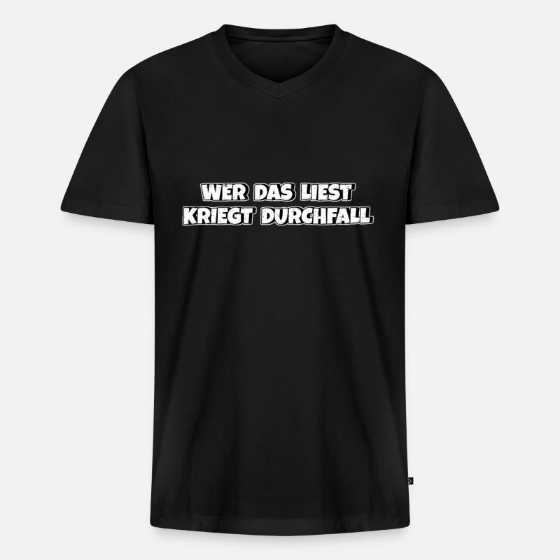 Wer das liest kriegt Durchfall - Männer Premium Bio T-Shirt mit V-Ausschnitt - Schwarz